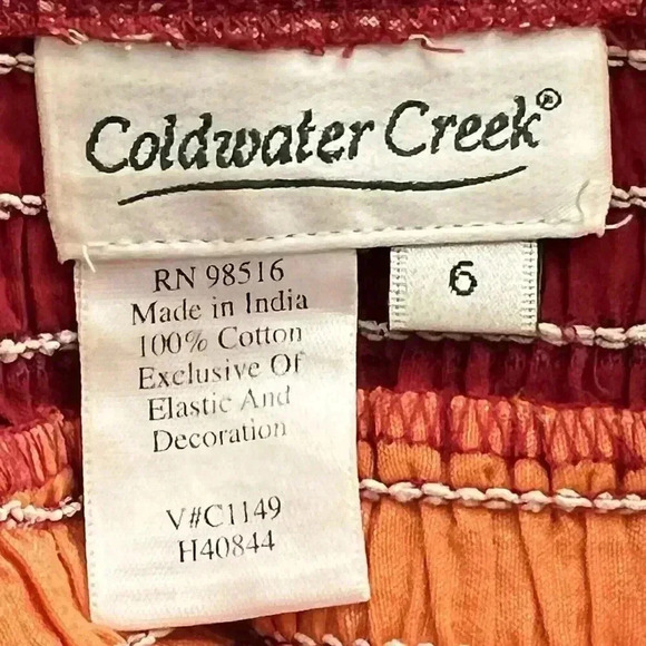 Coldwater Creek Sz 6 Stripe Cotton Embroidered Smocked Cottagecore Hippie Dress - Picture 9 of 16